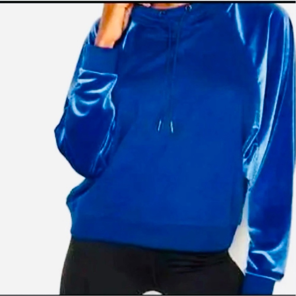 Blue Oversized Long Sleeve Hoodie